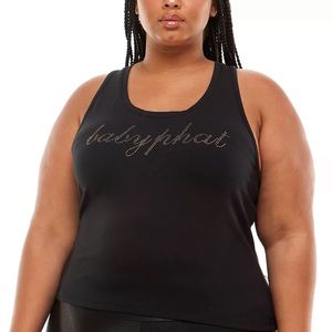 BABY PHAT Trendy Plus Size Studded Graphic Tank Top Black 2X